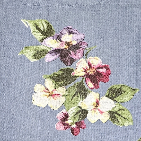 Nwot Vasna Italian Blue w/Pink Floral Linen Boxy  3/4 Sleeve Pockets Shi… - Picture 5 of 16